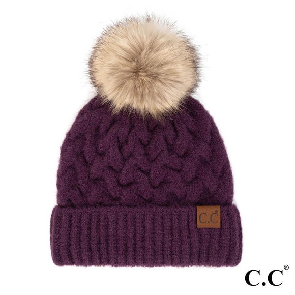 CC Pom Hat in Purple Cross Stitch