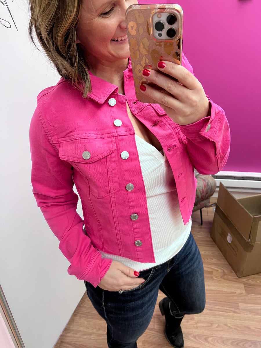 Juliana's Boutique Women's Hot Pink Denim Jacket