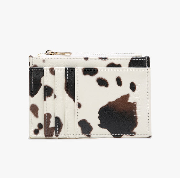 Sia Slim Wallet in Cow Print