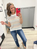 Neutral Stripe Crochet Top