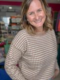 Checkerboard Crew Sweater in Camel