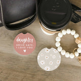 Pink Drive Safe Daisies Car Coaster Set