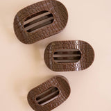 Brown Crocodile Large Flat Round Hair Clip