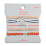 "Celebrate" Blues and Corals With Silver Wave Charm Hair Tie Bracelets: Large