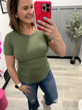 Zara Ribbed Tee in Olive