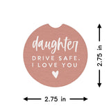 Pink Drive Safe Daisies Car Coaster Set