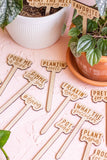 Funny Script Wooden Plant Markers: Needy Bitch