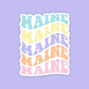 Maine Beachy Retro State Name Sticker