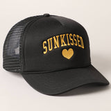 Sunkissed Embroidery Foam Mesh Back Trucker Hat: FUCHSIA / ONE SIZE
