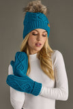 Sapphire Blue Cable Knit Pom Hat