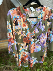 Gabby Olive Floral Top
