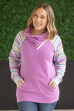Mauve Stripe Zoey Zip Cowl Pullover