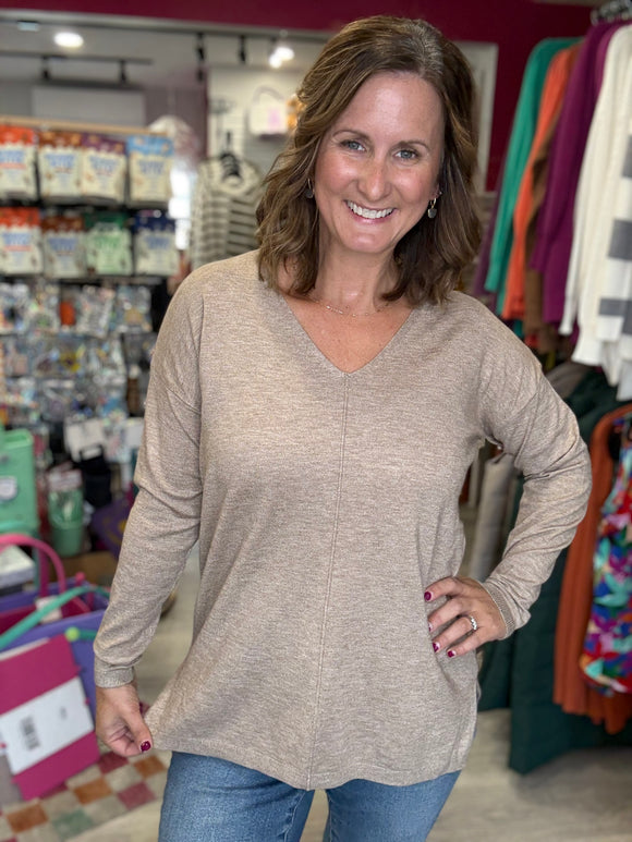 Mocha Center Seam Ultra Soft Sweater