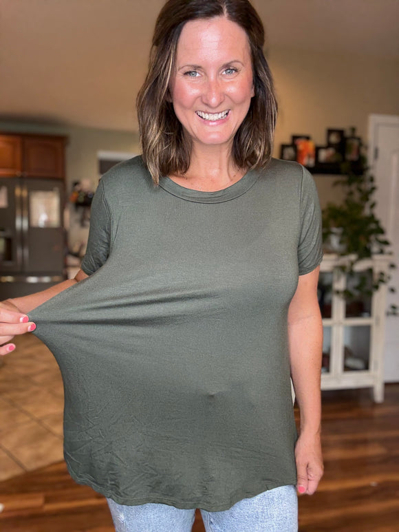 Basic Tunic Tee in Olive