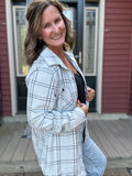 Kendra Shacket in Grey and Black Plaid