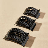 Teleties Flat Rectangle Hair Clip | Medium | Jet Black Quilted