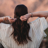 "Flirt" Polka Dot in Cream & Black with Green Accent Hair Tie Bracelets: Medium