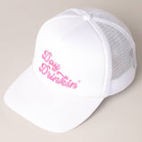 Day Drinkin Texts Embroidery Mesh Back Trucker Hat: BLUSH / ONE SIZE