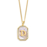 Gold E Mother Of Pearl Initial Necklace
