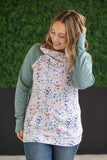 Sage Floral Paradise Zoey Zip Cowl Pullover