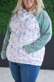 Sage Floral Paradise Zoey Zip Cowl Pullover