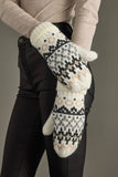 Ivory, Gray & Tan Winter Pattern Mittens