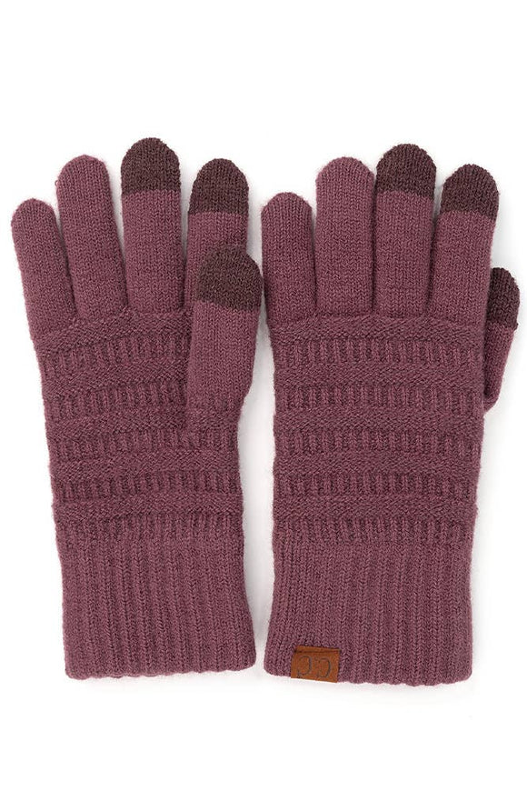 Coco Berry C.C Solid Ribbed Knit Gloves