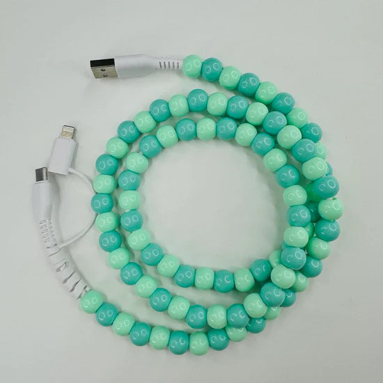 Aqua Beaded Charger Cord