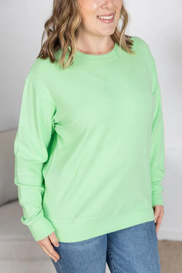 Corinne Ribbed Pullover in Lime