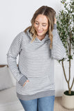 Tatum Textured Pullover Hoodie - Grey Stripe
