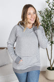 Tatum Textured Pullover Hoodie - Grey Stripe