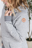 Tatum Textured Pullover Hoodie - Grey Stripe