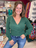 Crossover Sweater in Dark Green