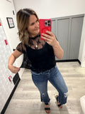 Black Mesh Lace Top