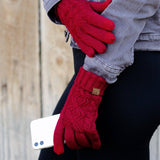 CC Cable Fleece Lined Women's Gloves Burgundy