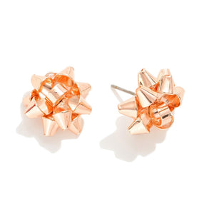 Rose Gold Christmas Bow Studs
