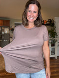 Basic Tunic Tee in Mocha