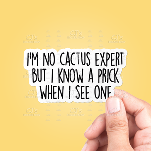 I'm No Cactus Expert But I Know A Funny Sticker Vinyl Decal: 3"