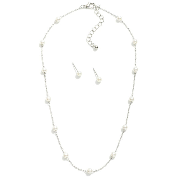 Faux Pearl Short Necklace Set