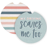 Driving Scares Me Stripes Funny Car Coaster Set