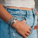 "Anchor" White & Gold Nautical Charm Hair Tie Bracelets: Large