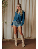 Kendra Shacket in Teal Blue