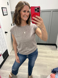 Pointelle Trim top in Mocha