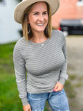Stacy Rustic Olive Striped Top