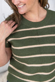 Striped Sweater Top in Olive
