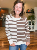Color Block Stripe Sweater in Mocha
