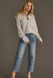 Kendra Shacket in White & Grey Plaid
