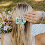 Teleties Flat Round Hair Clip | Small | Spring Splash
