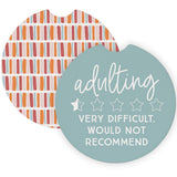 Adulting Stars Stripes Funny Car Coaster Set