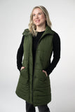 Harlow Long Vest in Dark Olive